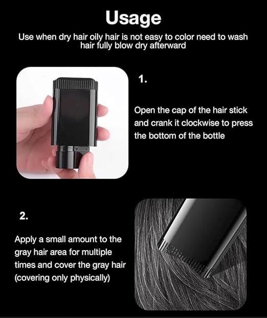 Portable 2 in1 Hair Dye Stick - Black